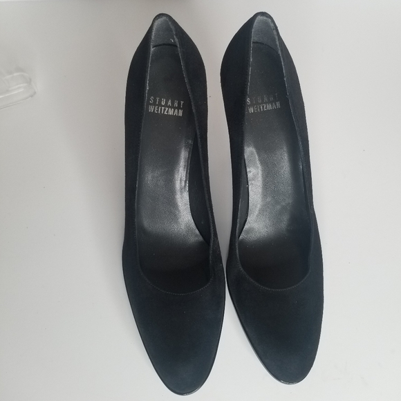 STUART WEITZMAN Black Round Toe Suede Pump Heels - Picture 9 of 12